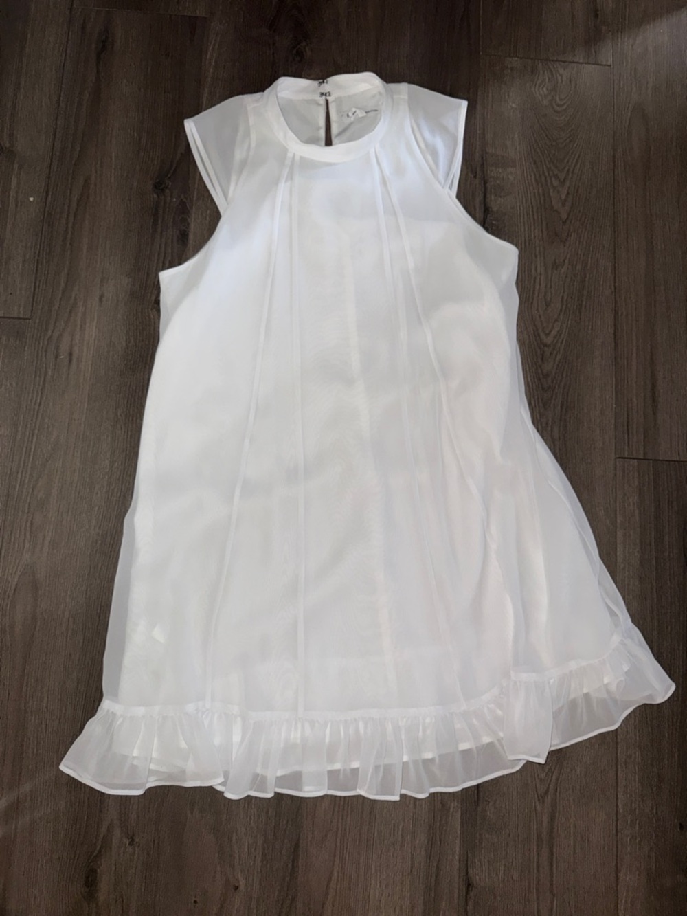 BCBG White Sleeveless Ruffle-Hem Mini Dress